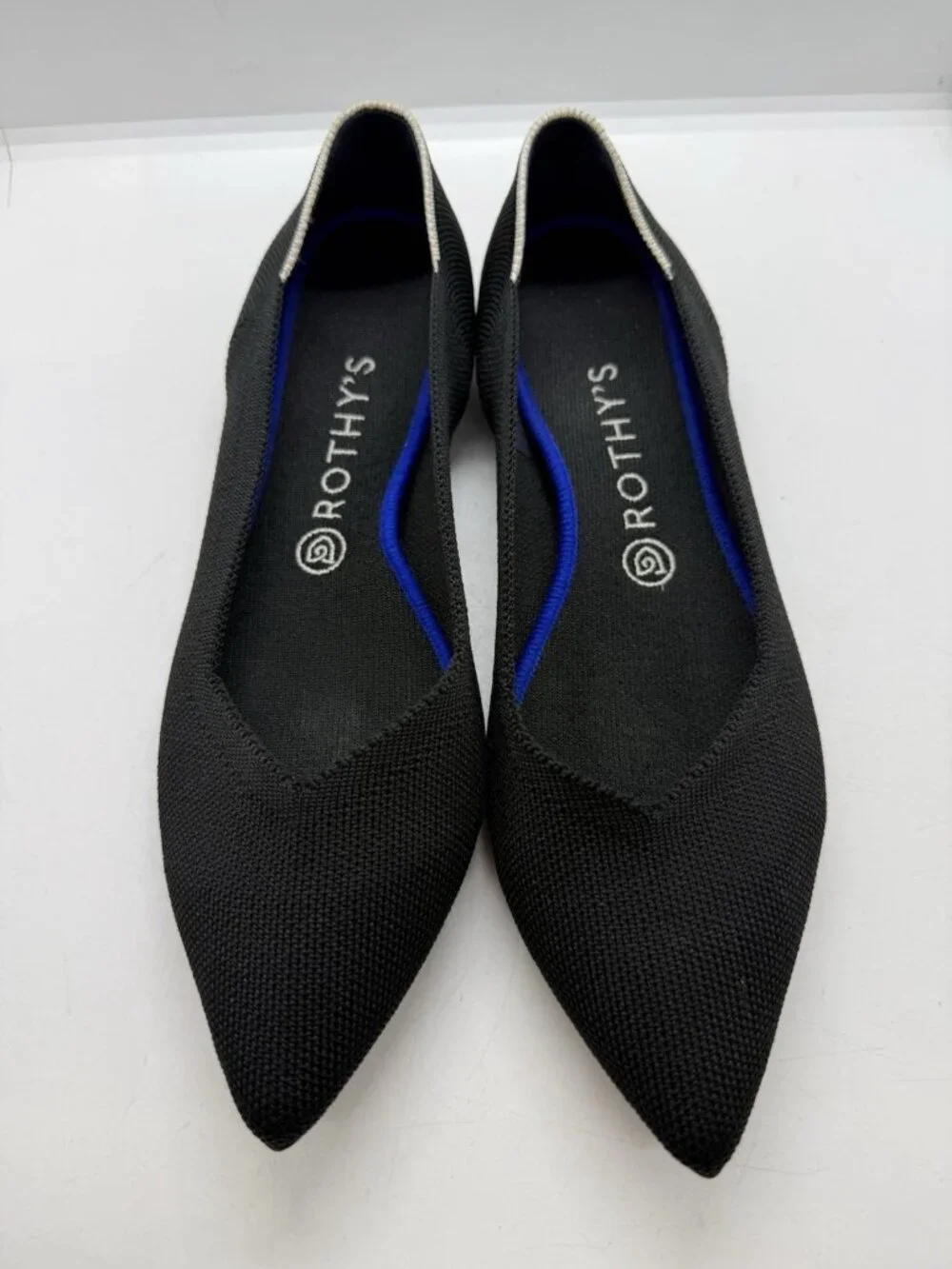 Rothy's The Point Black Knit Ballet Flats Shoes Women's 10.5 Preppy Minimalist